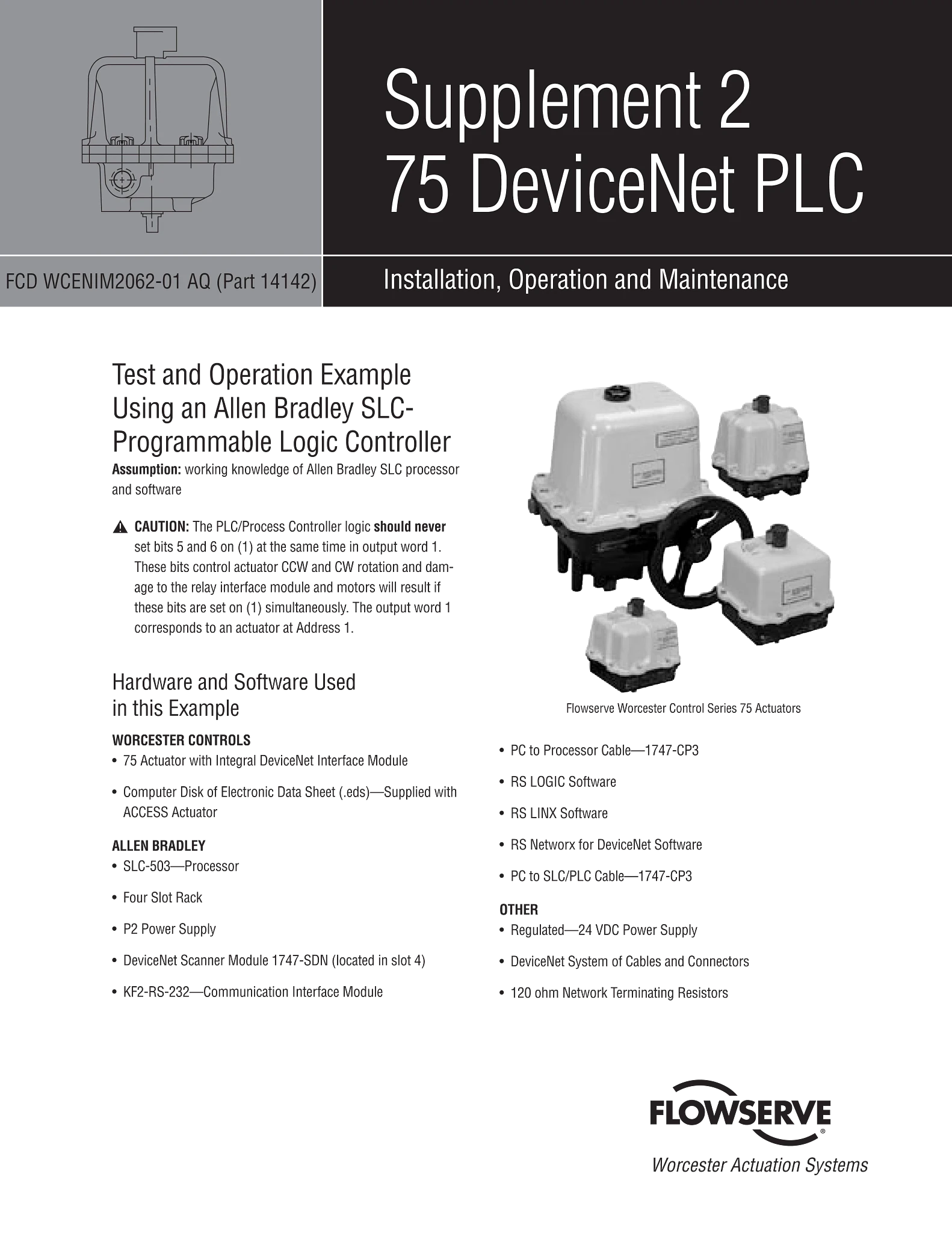 Worcester Controls Supplement 2 - 75系列DeviceNet PLC使用说明（IOM）