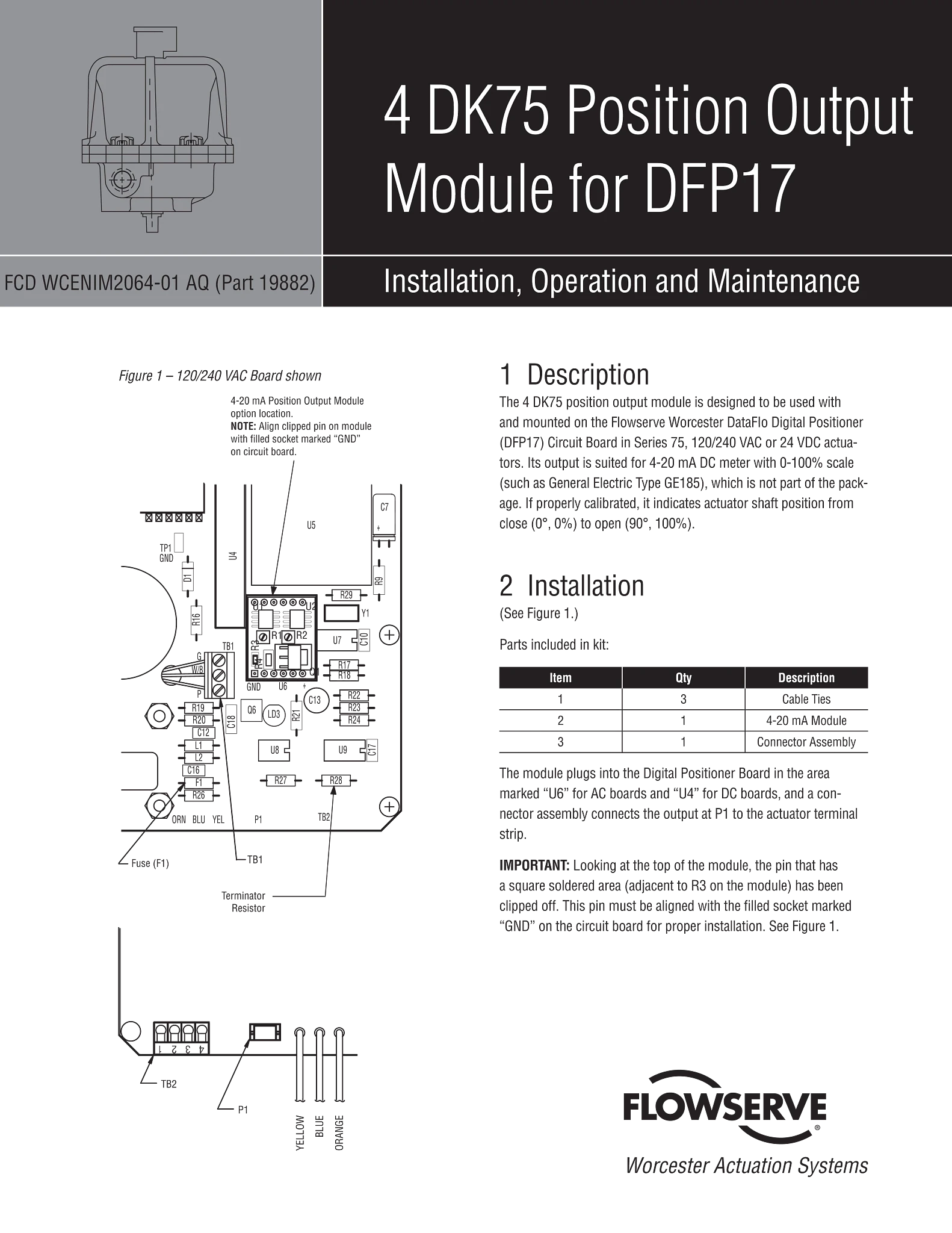 Worcester Controls4 DK75 DFP位置输出模块17 使用手册（IOM）
