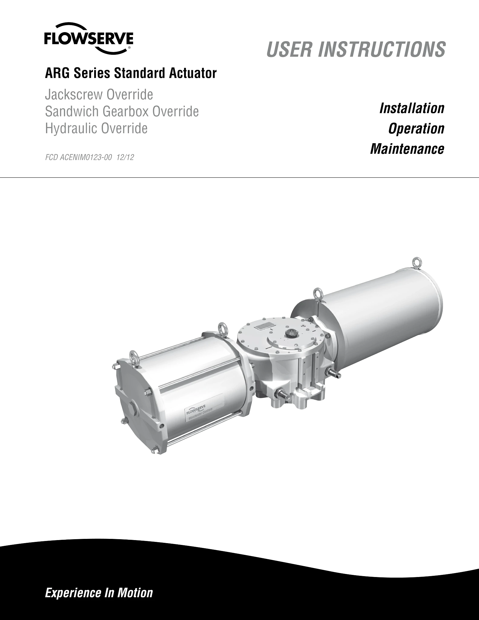 Accord Controls ARG系列标准执行器螺杆超控、夹芯式变速箱超控和液压超控使用说明（IOM）