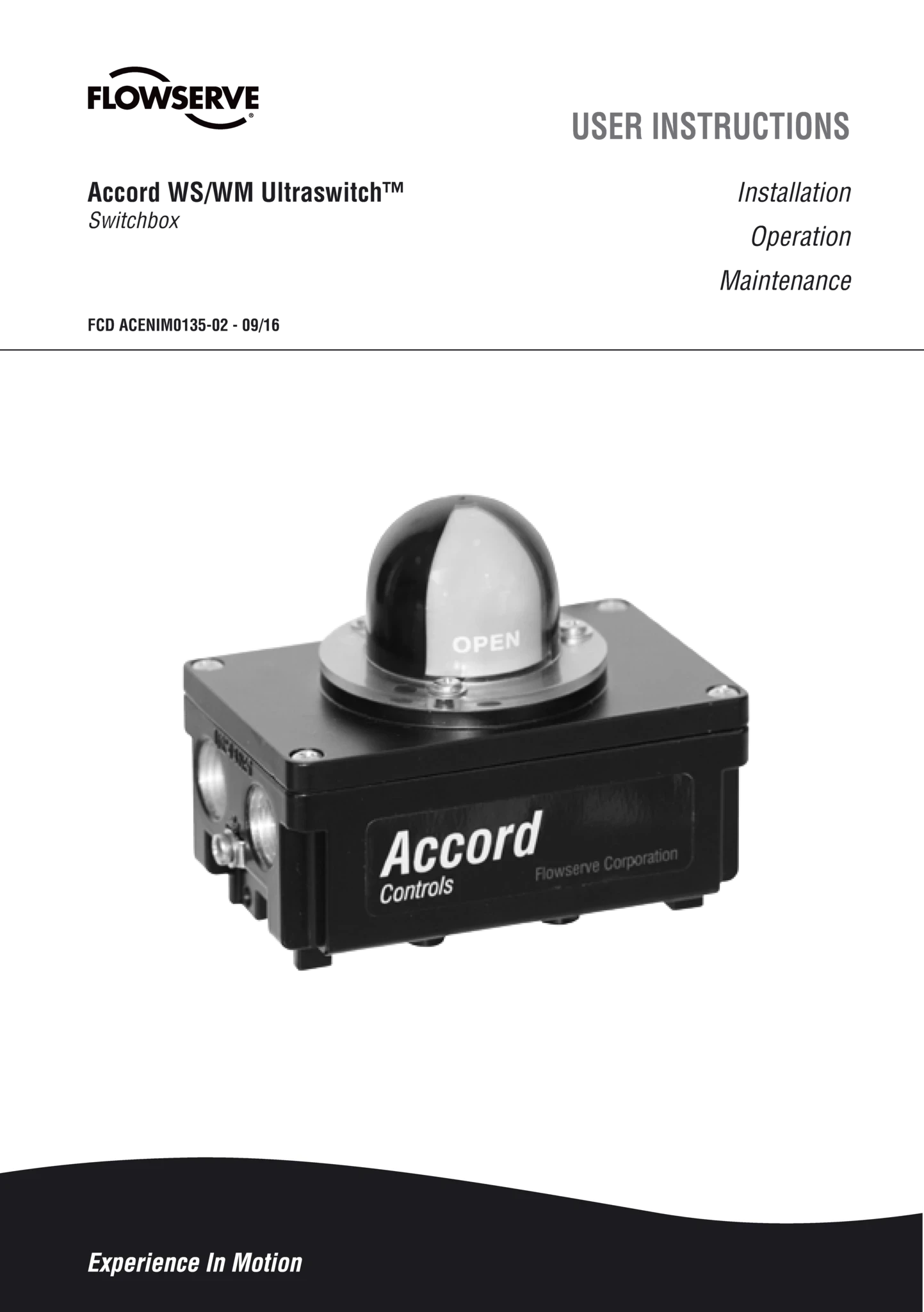 Accord WS/WM Ultraswitch™ 使用说明 (IOM)