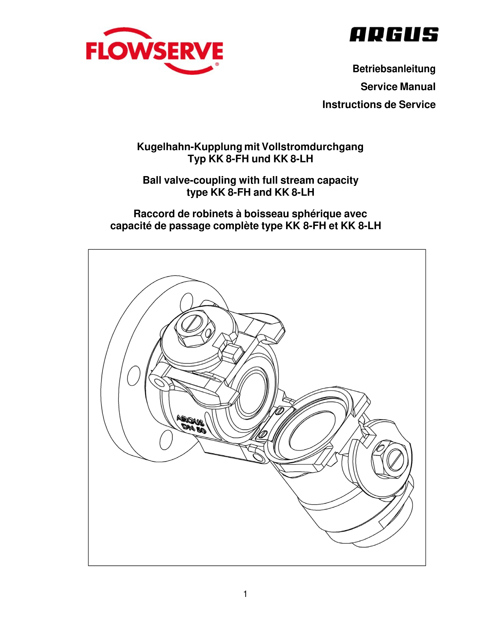 Argus®球阀 KK8-FH,KK8-LH-安装操作手册(英语、德语、法语)