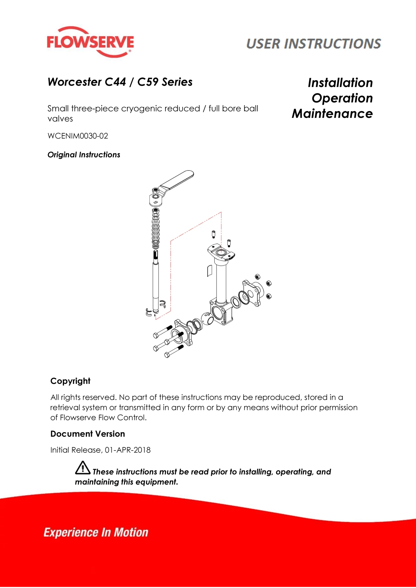 Worcester Controls C44/59系列低温球阀使用说明(IOM)(欧洲/亚洲)